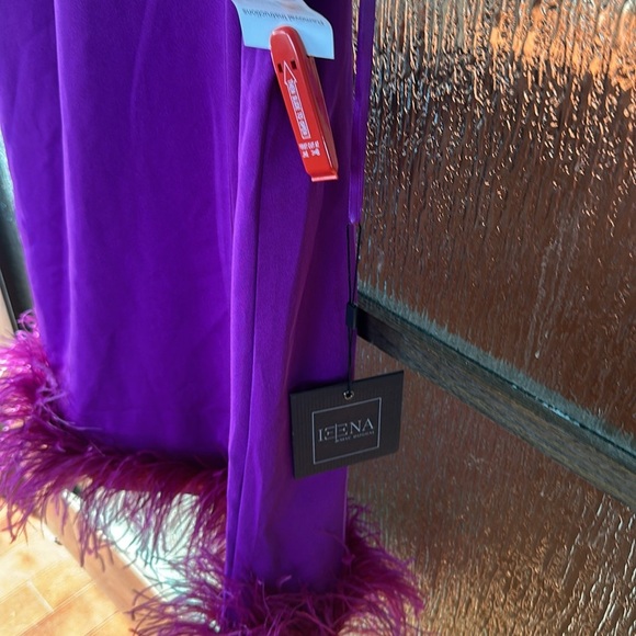 Mac Duggal 55805 Feathered Hem High Neck Sleeveless A-Line Dress Size 10 NWT - Picture 8 of 11